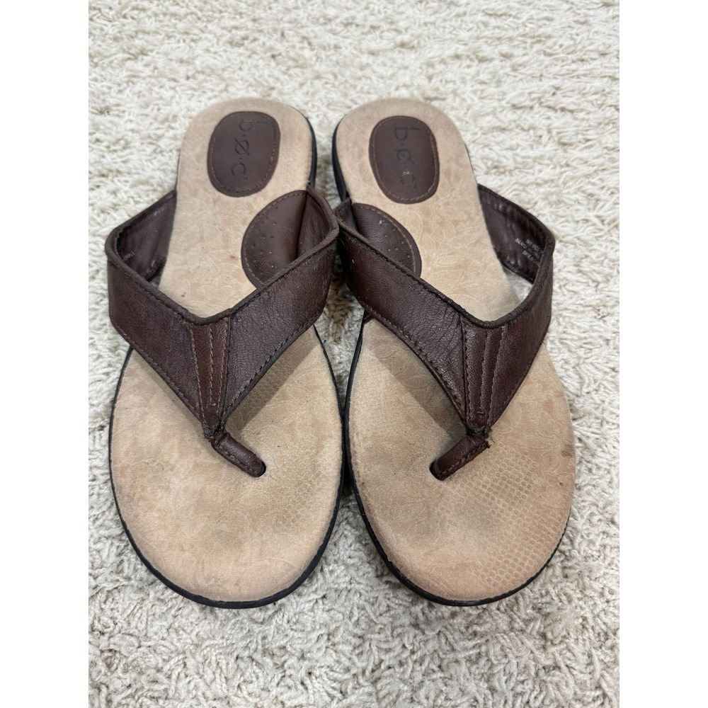 BOC Born Of Concept Womens Vegan Brown Leather Flip Flop Thong Flat Shoes Size 9